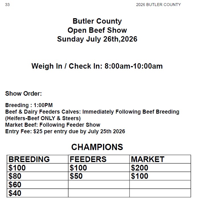 2026 Open Cattle Show