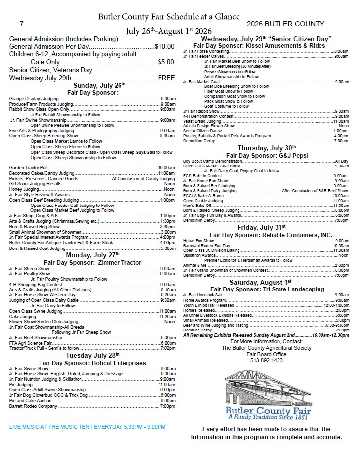 2026 Events Schedule